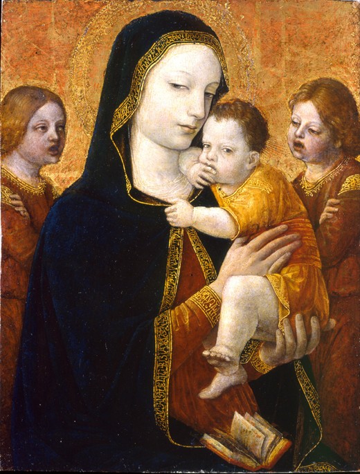 The Virgin and Child with two Angels van eigentl. Ambrogio da Fossano um Bergognone