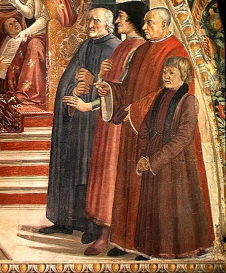 Detail of St. Francis receiving the Rule of the Order from Pope Honorius, scene from the cycle of th van  (eigentl. Domenico Tommaso Bigordi) Ghirlandaio Domenico