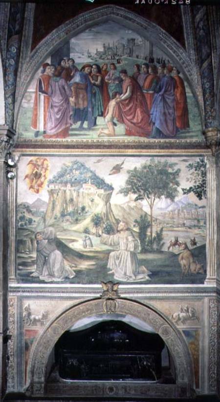 St. Francis Renouncing his Worldy Goods and the Stigmatization, from the Life of St. Francis Cycle van  (eigentl. Domenico Tommaso Bigordi) Ghirlandaio Domenico