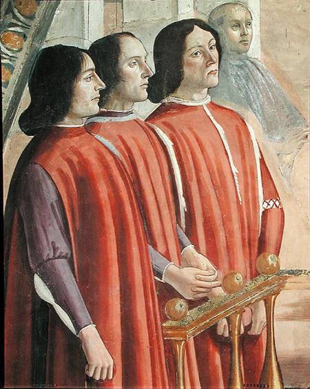 Members of the Sassetti family, from a scene from a cycle of the Life of St. Francis of Assisi van  (eigentl. Domenico Tommaso Bigordi) Ghirlandaio Domenico