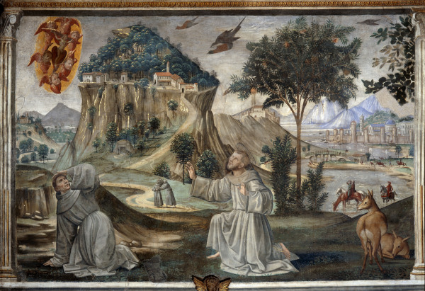 Stigmatisation o.St.Francis van  (eigentl. Domenico Tommaso Bigordi) Ghirlandaio Domenico