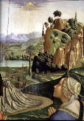 Christ in Glory with saints, detail of the landscape