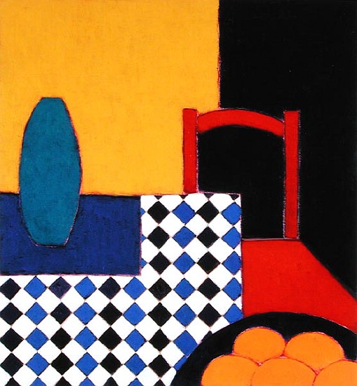 Still life with Red Chair, 2002 (acrylic on paper)  van Eithne  Donne