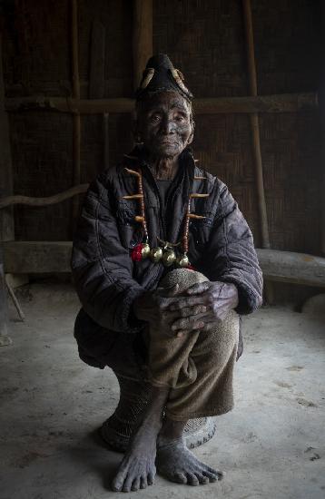 Konyak elder at Nagaland, India