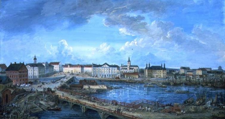 View of Stockholm from the Royal Palace, 1801 (gouache on canvas) van Elias Martin