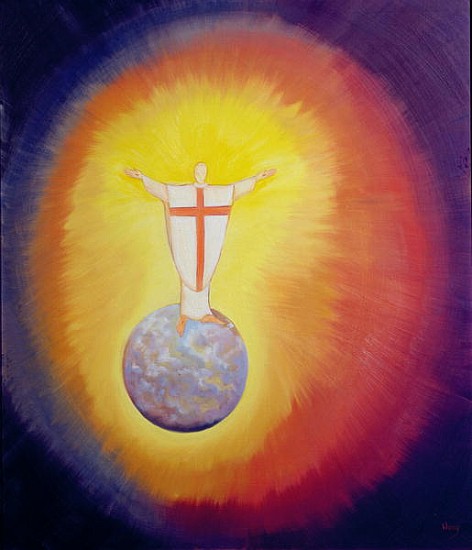 Jesus Christ is our High Priest who unites earth with Heaven, 1993 (oil on panel)  van Elizabeth  Wang