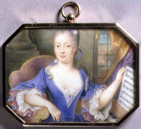 Portrait Miniature of Augusta Princess of Wales (1719-72) 1736  on van Elizabeth Ziesenis