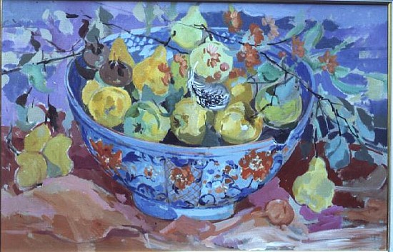 Quinces in a Delft Bowl van Elizabeth Jane  Lloyd