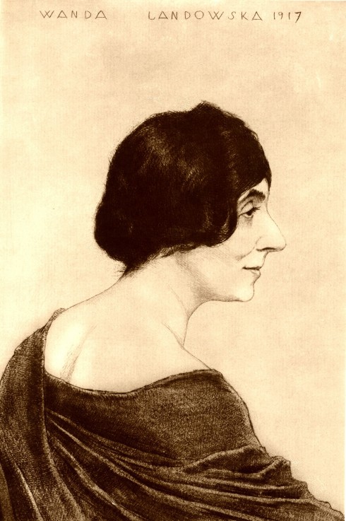 Portrait of Wanda Landowska (1879-1959) van Emil Orlik