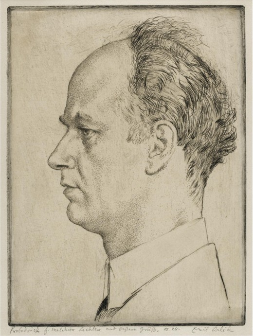 Portrait of Wilhelm Furtwängler (1886-1954) van Emil Orlik