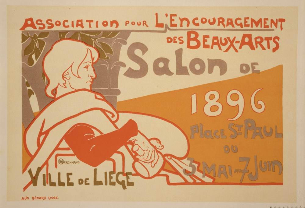 Reproduction of a poster advertising the Association for the Encouragement of Fine Arts 1896 Salon e van Émile Berchmans