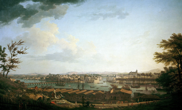 Bayonne, View / Painting by J. Vernet van Emile Jean Horace Vernet