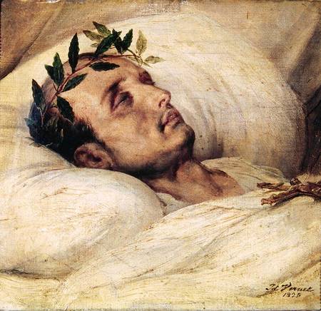 Napoleon I (1769-1821) on his Deathbed van Emile Jean Horace Vernet