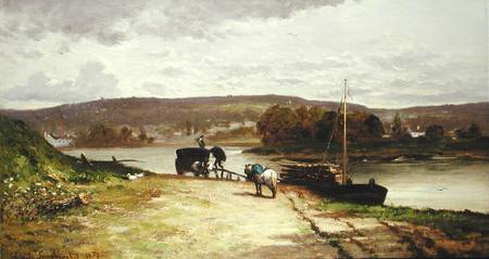 River Landscape van Emile Lambinet