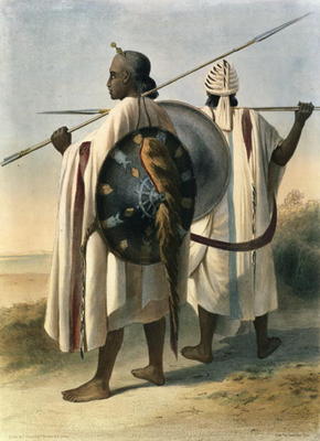 Abyssinian Warriors, illustration from 'The Valley of the Nile', engraved by Eugene Le Roux (1807-63 van Emile Prisse d'Avennes