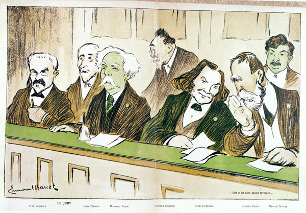 Caricature of Gabriel Faure (1845-1924) presiding over the Jury du Conservatoire, from ''l''Assiette van Emmanuel Barcet