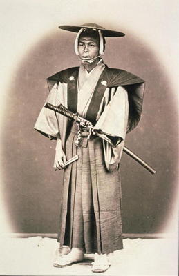 Japanese Court Official or Samurai, c.1870s (hand-coloured albumen print) van English Photographer, (19th century)