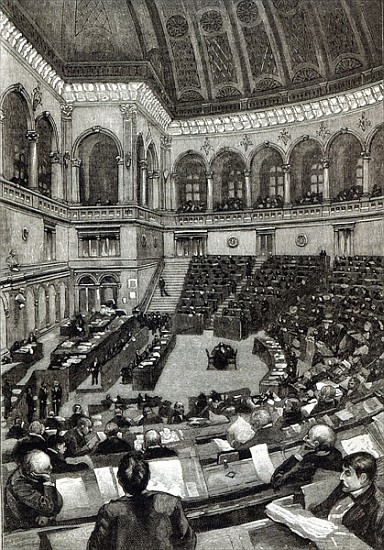 A night sitting in the Italian Chamber of Deputies, from ''Leisure Hour'' van English School