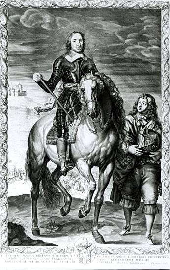 Equestrian Portrait of Oliver Cromwell (1599-1658) van English School