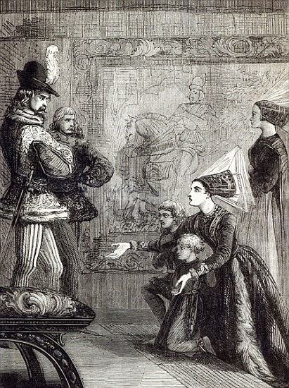 First Meeting of Edward IV and Lady Elizabeth Gray, illustration from ''Cassell''s Illustrated Histo van English School