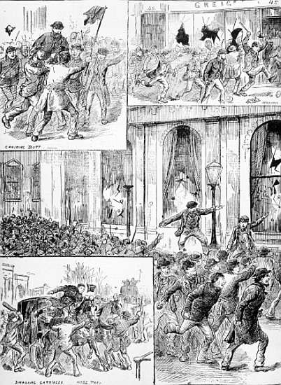 Great Riots in London, illustration from ''Pictorial News'', February 20th 1886 van English School