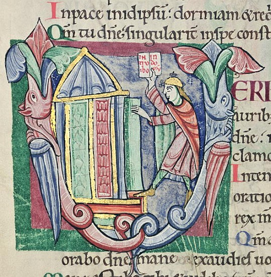 Historiated initial ''V'', Psalm 5, St. Alban''s Psalter, c.1123 van English School