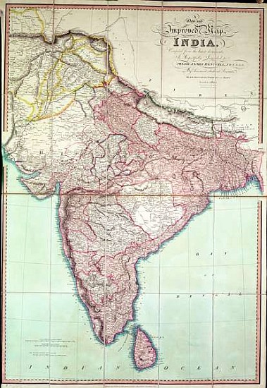 Improved Map of India published in London 1820 () van English School
