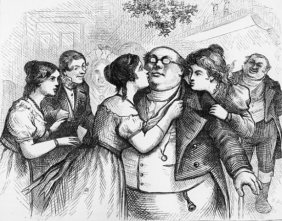 It was a pleasant thing to see Mr. Pickwick in the centre of the group'', illustration from ''The Pi van English School