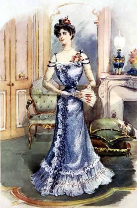 A Lady in her Sitting Room, magazine illustration by C. Drivan van English School