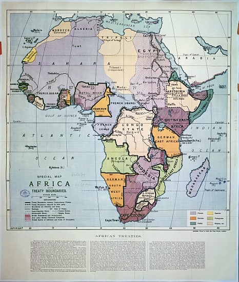 Map of Africa showing Treaty Boundaries, 1891 () van English School