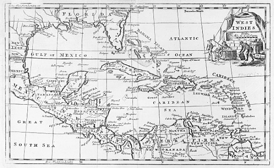 Map of the West Indies, Florida and South America van English School