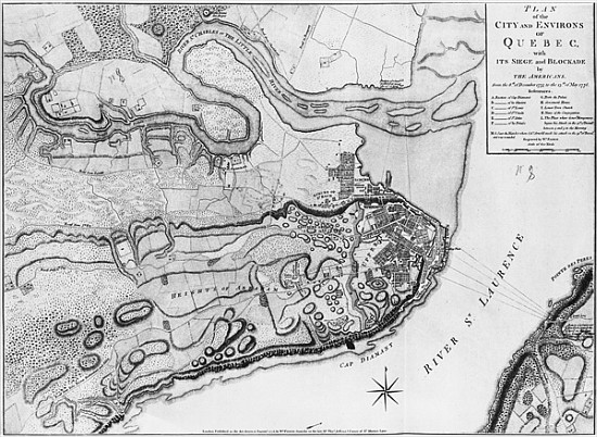 Ms A 224 f.8 Map of the city and environs of Quebec with its siege and blockade the Americans, illus van English School