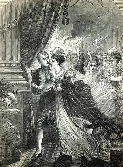 Napoleon and Marie-Louise escaping from the fire at the ball given on July 1st, 1810, the Austrian A van English School