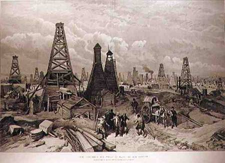 The Petroleum Oil Wells at Baku on the Caspian Sea, from 'The Illustrated London News' van English School