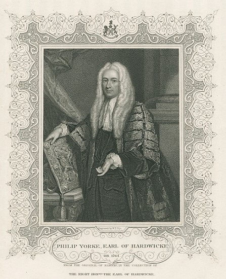 Philip Yorke, 1st Earl of Hardwicke, from ''Lodge''s British Portraits'' van English School