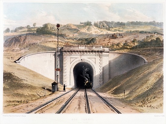 Portal of Brunel''s box tunnel near Bath van English School