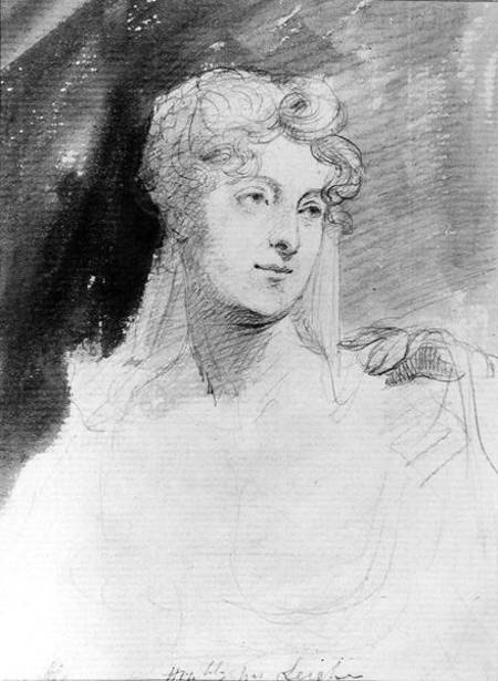 Portrait of Augusta Leigh (pencil and w/c on paper) van English School