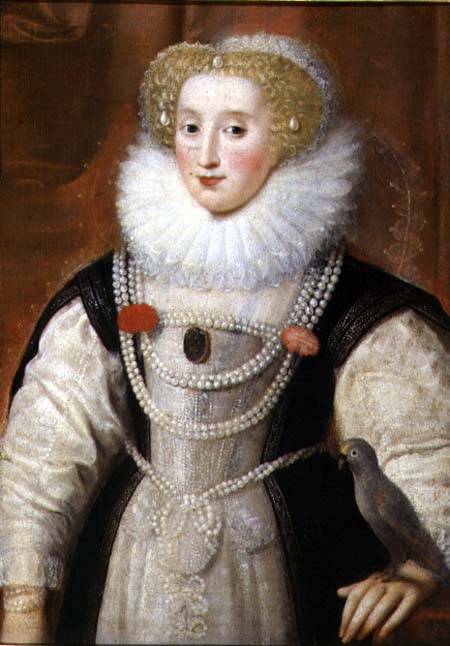 Portrait of an Elizabethan Lady with a Parrot van English School