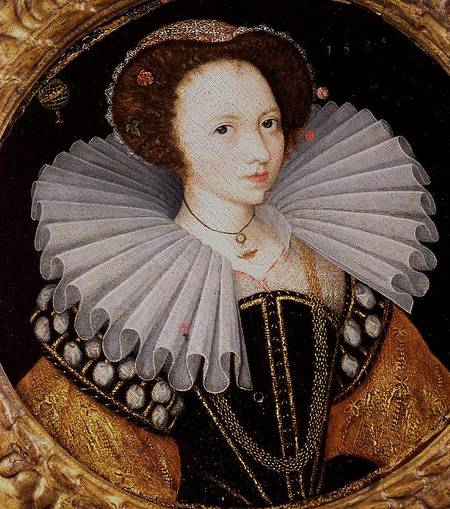 Portrait of a Lady with a Large Ruff, an Armillary Sphere in the Background van English School