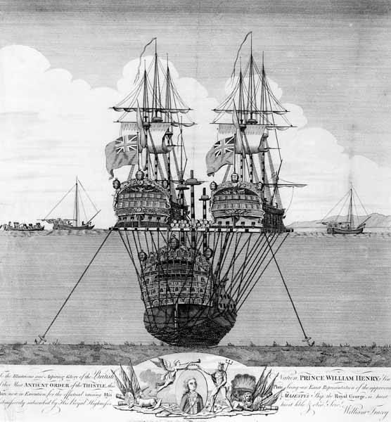 The Attempt made to Salvage the HMS Royal George, c.1783 van English School