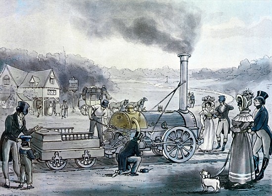 Stephenson''s ''Northumbrian'', the first locomotive to be built with an integral firebox van English School