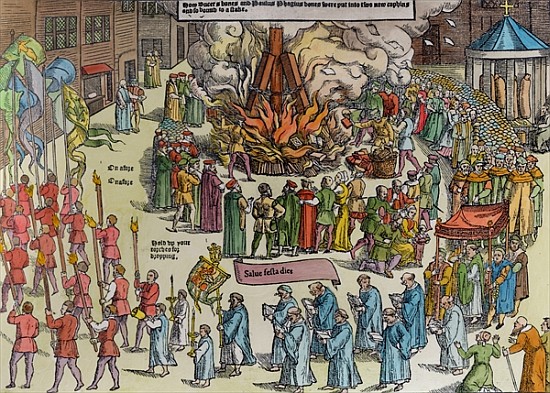 The Burning of the Remains of Martin Bucer (1491-1551) and Paul Fagius (1504-49) on Market Hill in C van English School