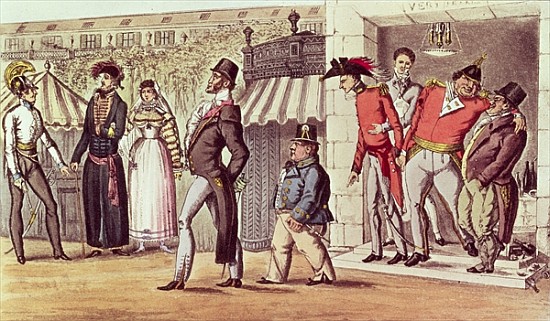 The Occupation of Paris, 1814. English Visitors in the Palais Royal van English School