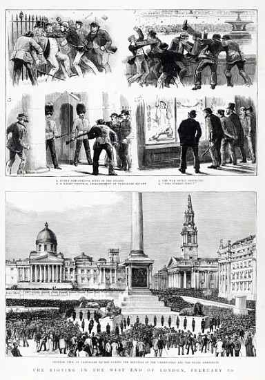 The Rioting in the West End of London, illustration from ''The Graphic'', February 13th 1886 van English School