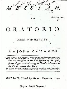 Cover of Sheet Music for Handel''s Messiah, published in 1742