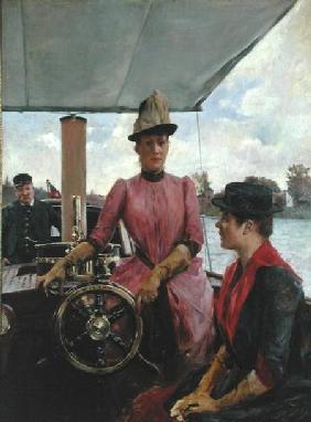 At the Helm - Ladies aboard the Riverboat Hassan