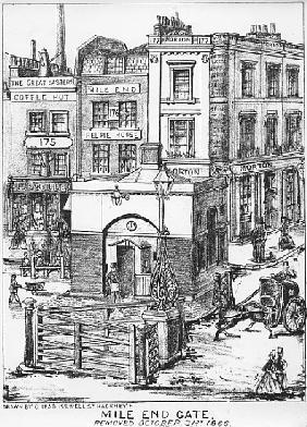 Mile End Gate, c.1866 (pen and charcoal on paper)