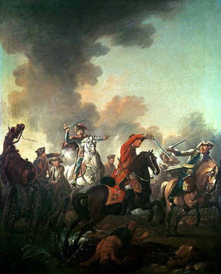 Thomas Brown at the Battle of Dettingen, 27th June 1743 van English School
