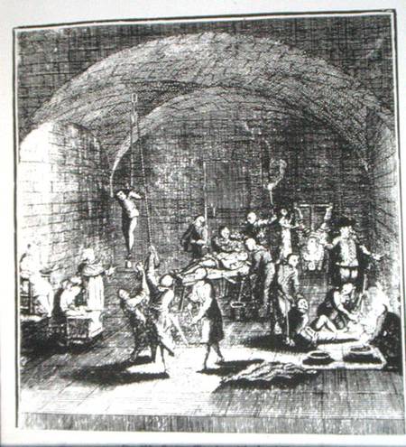 Torture Chamber of the Inquisition, copy of an illustration from 'A Complete History of the Inquisit van English School