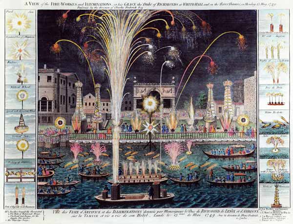 A View of the Fireworks and Illuminations at his grace the Duke of Richmond''s at Whitehall and on t van English School